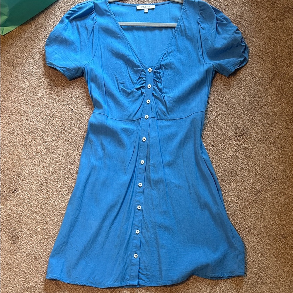 Madewell Blue Button-Front Mini Dress